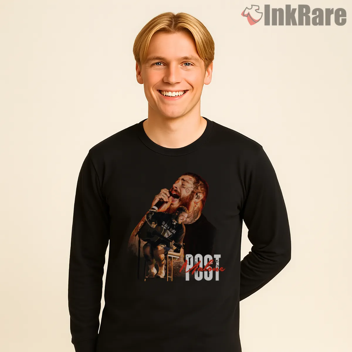 Post Malone Crowd Surf Live Show Long Sleeve Black Post Malone Crowd Surf Live Show Shirt on black long sleeve shirt for men graphic tee