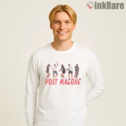 Post Malone Dancing Friends Album Celebration Shirt on white long sleeve shirt for men graphic tee
