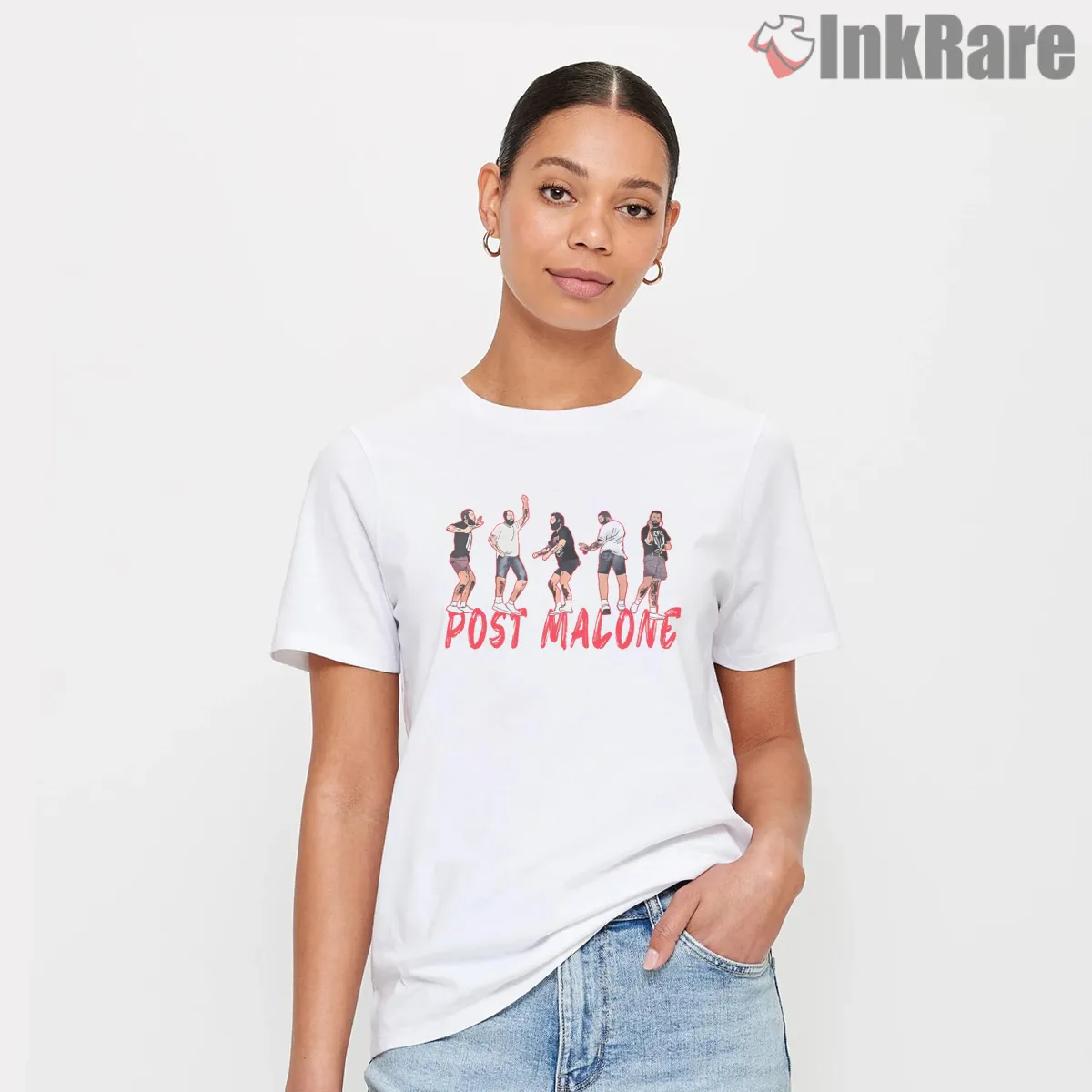 Post Malone Dancing Friends Album Celebration Short Sleeve White Post Malone Dancing Friends Album Celebration Shirt on white short sleeve shirt for women graphic tee