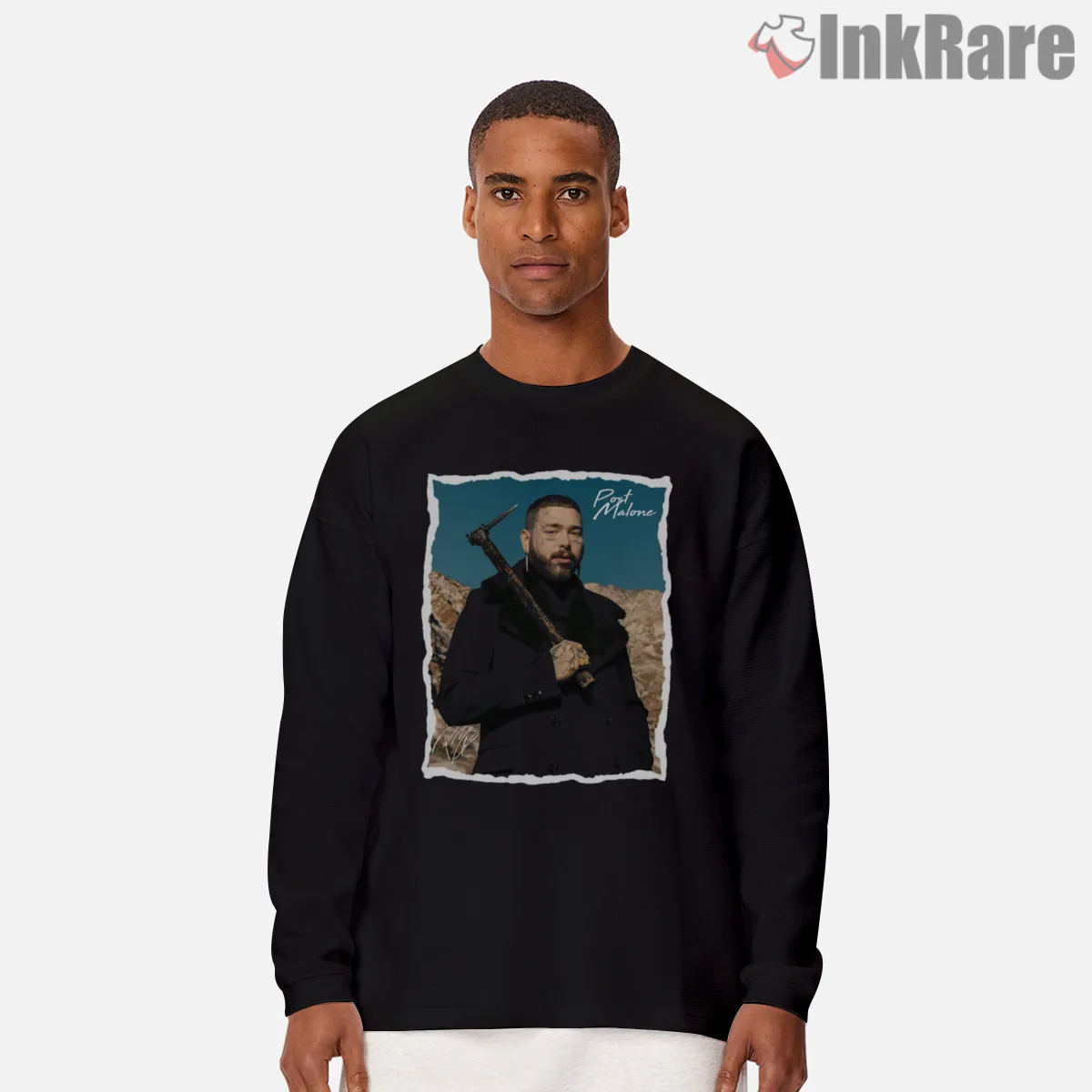 Post Malone Dark Coat Live Tour Poster Long Sleeve Black Post Malone Dark Coat Live Tour Poster Shirt on black long sleeve shirt for men graphic tee