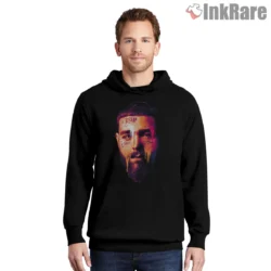 Post Malone Double Exposure Neon Portrait Shirt on black hoodie for men graphic tee