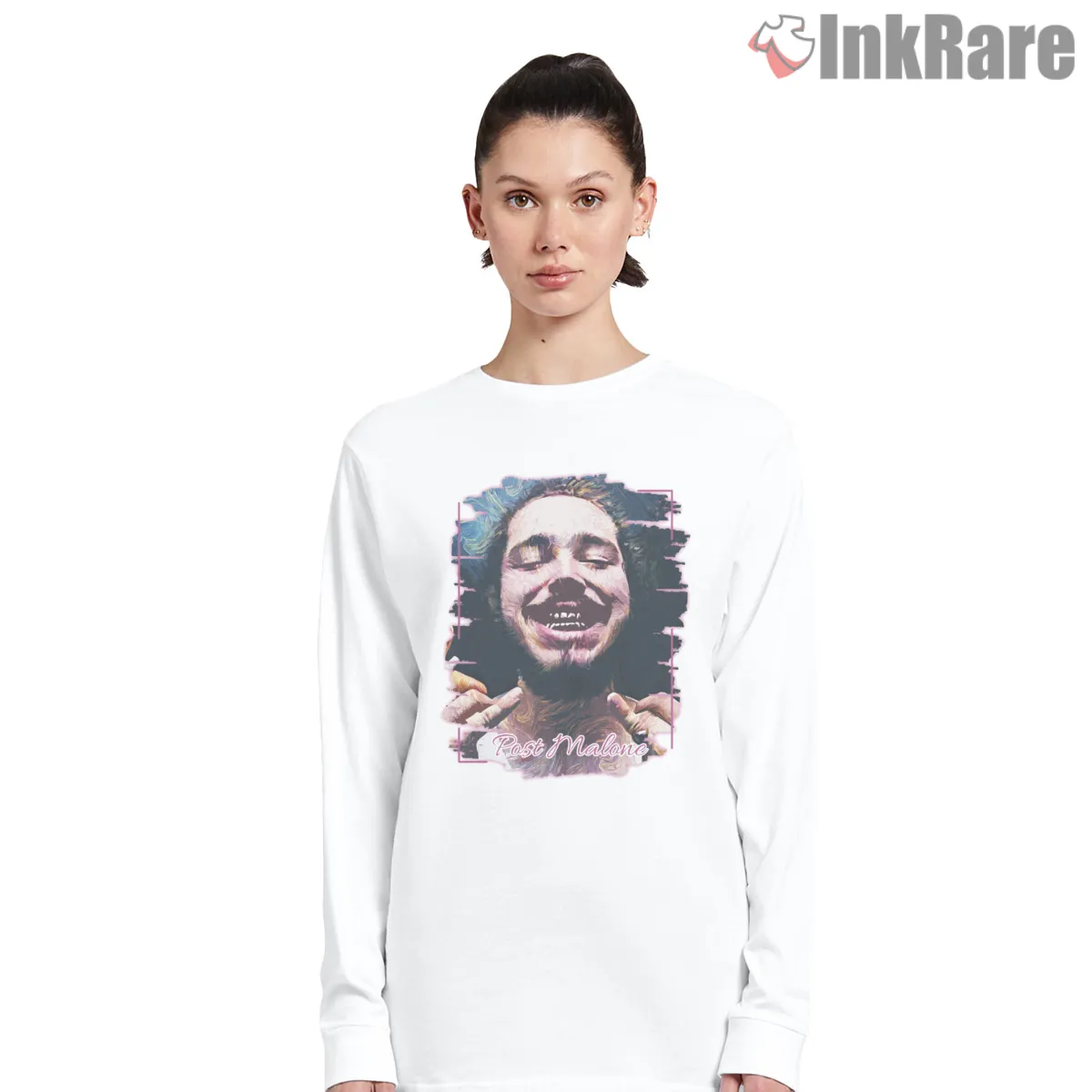 Post Malone Dreamy Pastel Portrait Smile Long Sleeve White Post Malone Dreamy Pastel Portrait Smile Shirt on white long sleeve shirt for women graphic tee