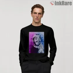 Post Malone Everglow Pastel Portrait Art Shirt on black long sleeve shirt for men graphic tee