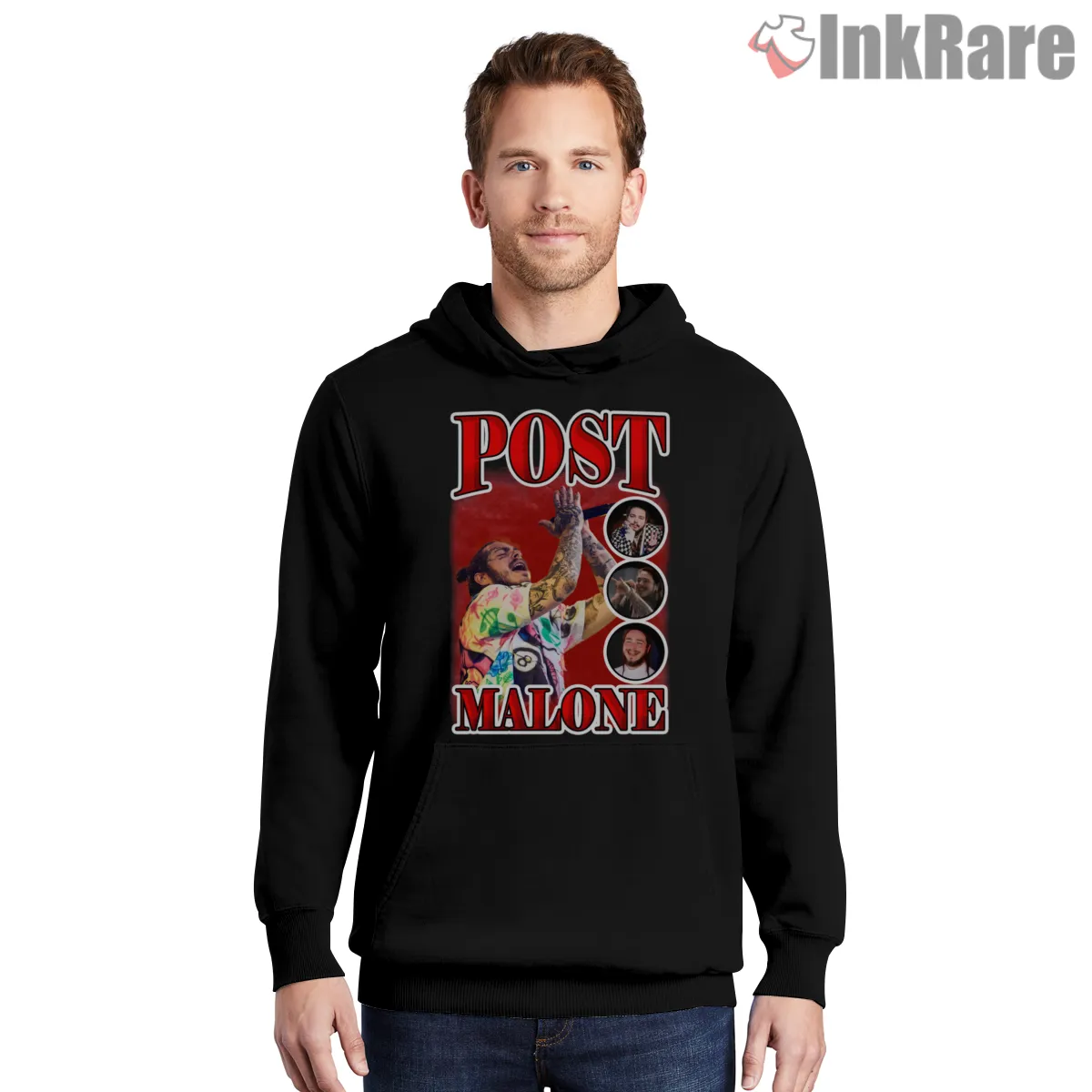 Post Malone Fan Art Concert Poster Hoodie Black Post Malone Fan Art Concert Poster Shirt on black hoodie for men graphic tee