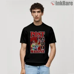 Post Malone Fan Art Concert Poster Shirt on black short sleeve shirt for men graphic tee