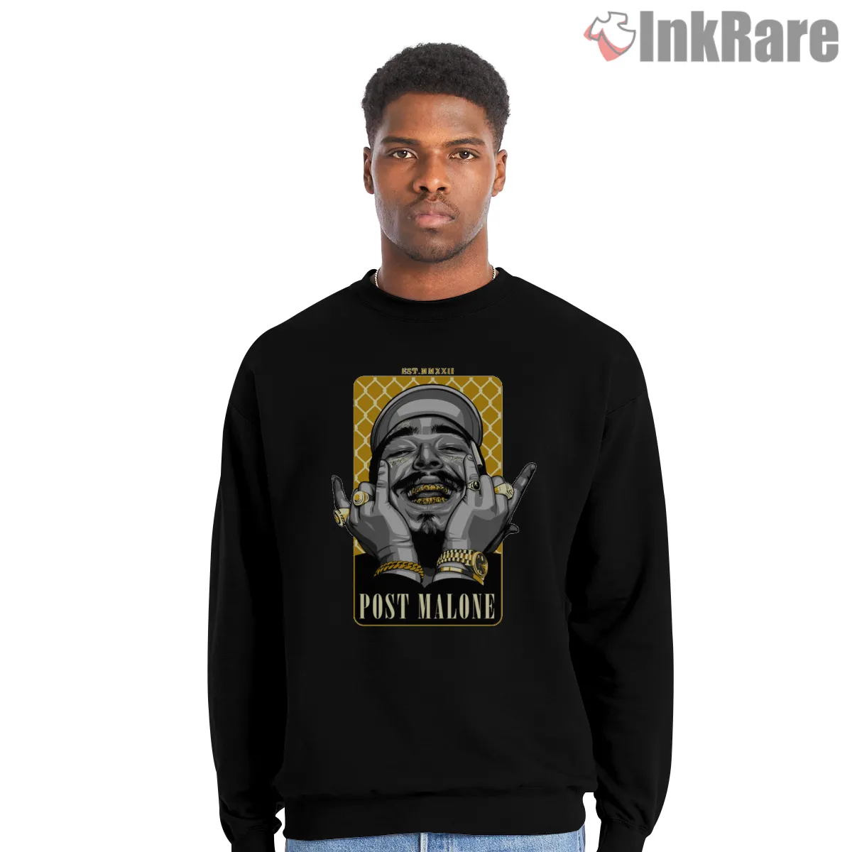 Post Malone Gold Grill Happy Portrait Shirt Post Malone Gold Grill Happy Portrait Shirt on graphic shirt for men graphic tee
