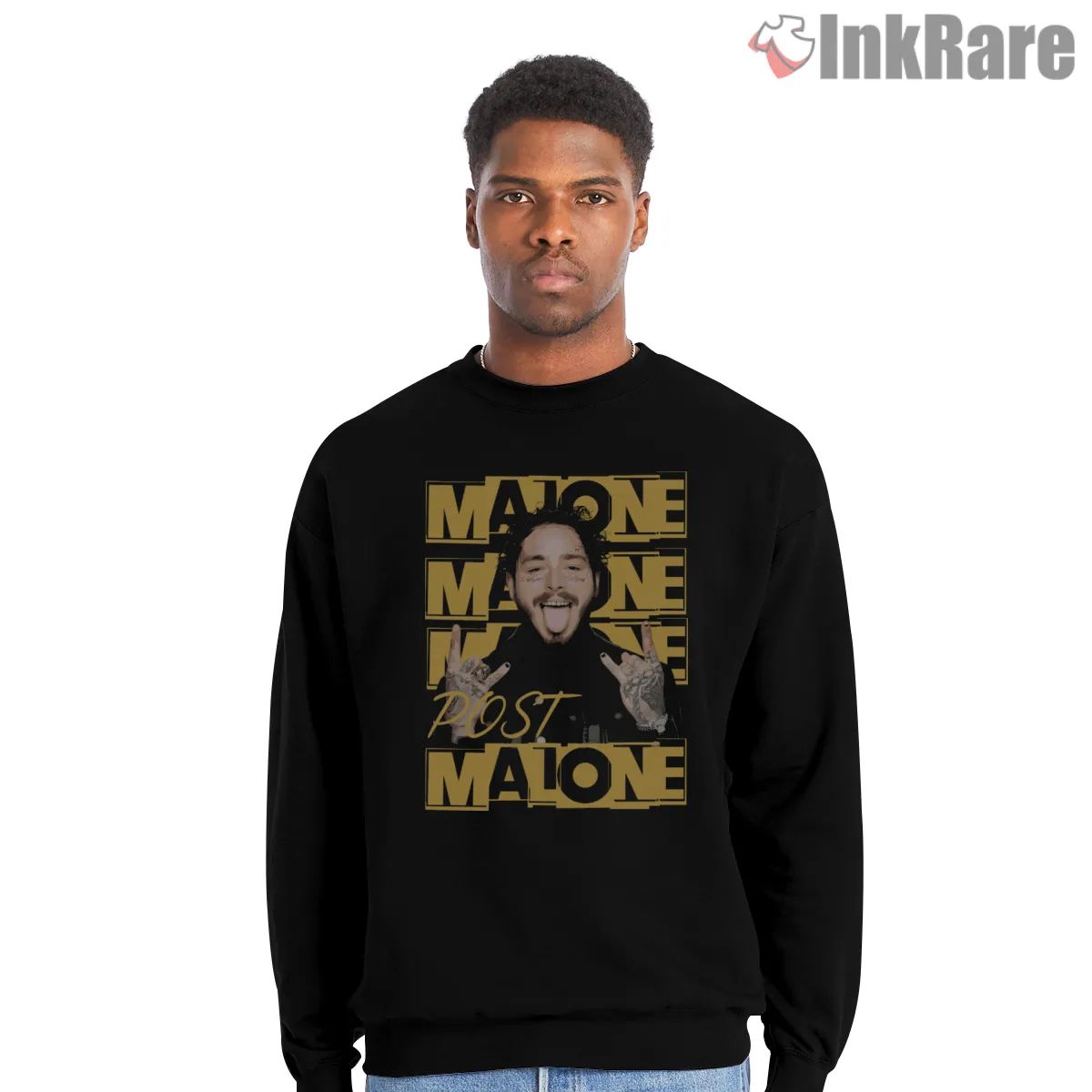 Post Malone Gold Letter Repeat Shirt Post Malone Gold Letter Repeat Shirt on graphic shirt for men graphic tee