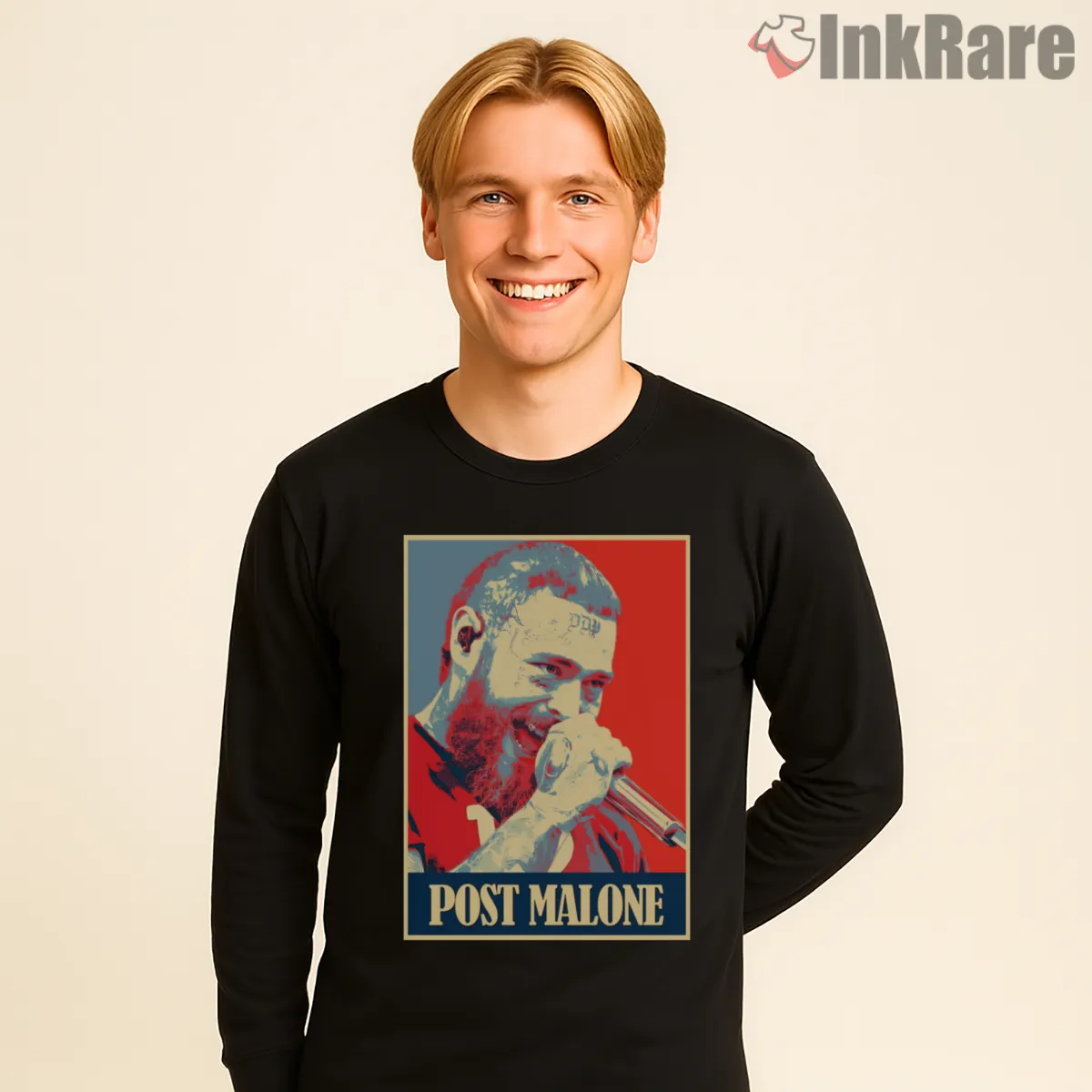 Post Malone Golden Era Portrait Shirt on black long sleeve shirt for men graphic tee