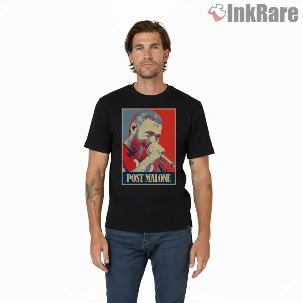 Post Malone Golden Era Portrait Shirt on black short sleeve shirt for men graphic tee