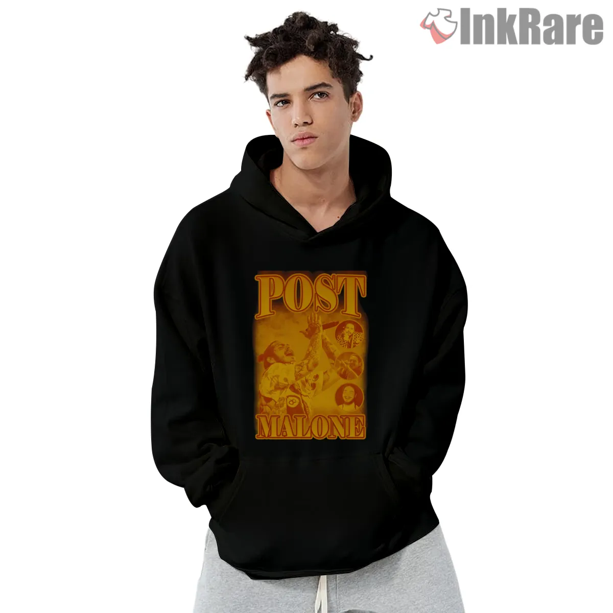Post Malone Golden Stage Glow Shirt on black hoodie for men graphic tee