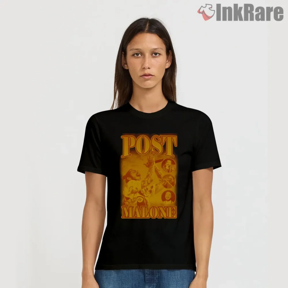Post Malone Golden Stage Glow Shirt on black short sleeve shirt for women graphic tee