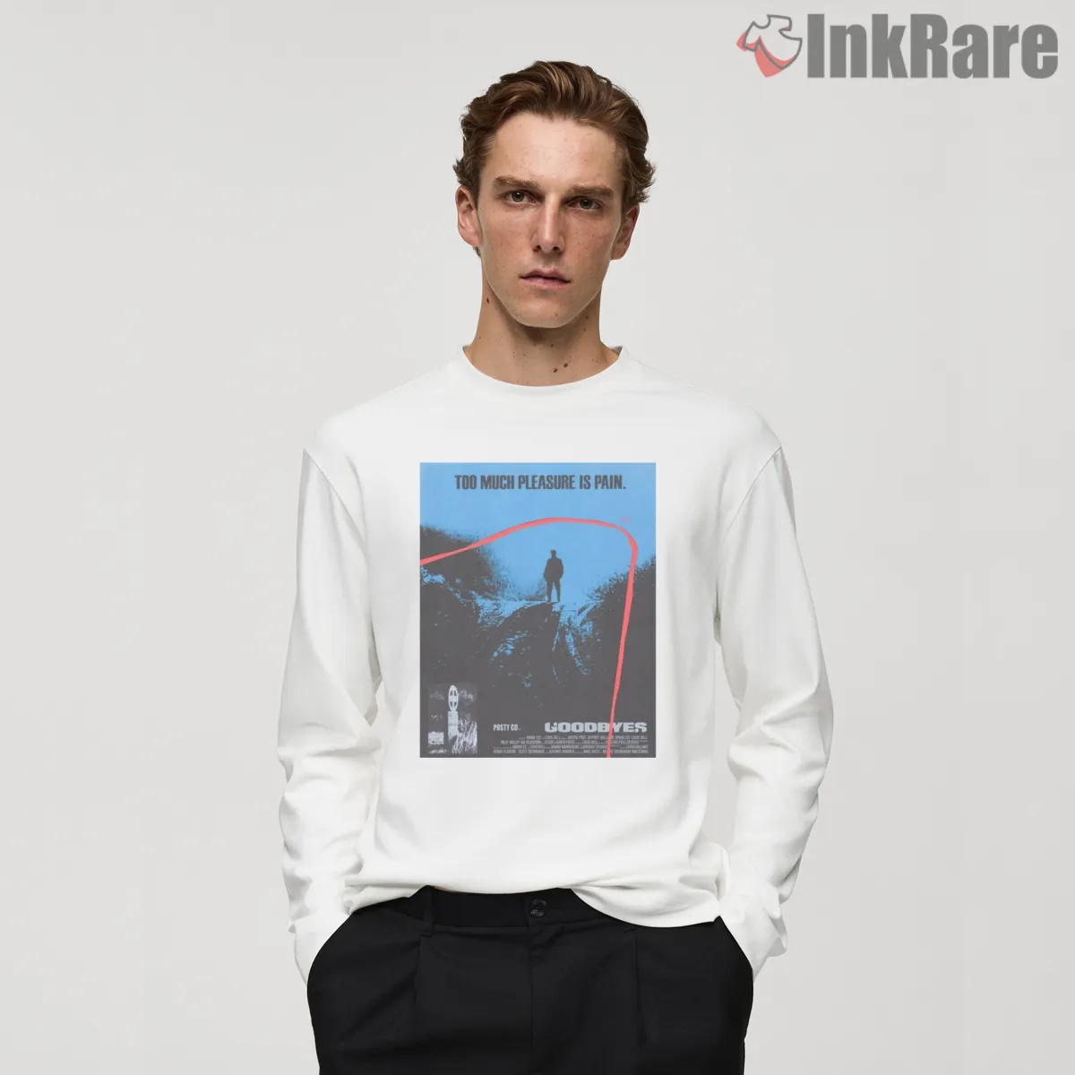 Post Malone Goodbyes Blue Pier Album Art Long Sleeve White Post Malone Goodbyes Blue Pier Album Art Shirt on white long sleeve shirt for men graphic tee