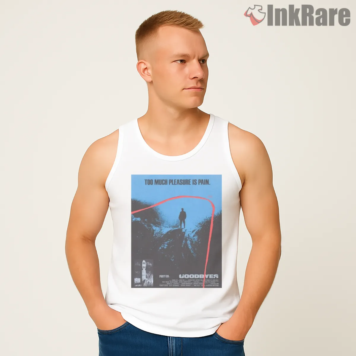 Post Malone Goodbyes Blue Pier Album Art Tank Top White Post Malone Goodbyes Blue Pier Album Art Shirt on white tank top for men graphic tee
