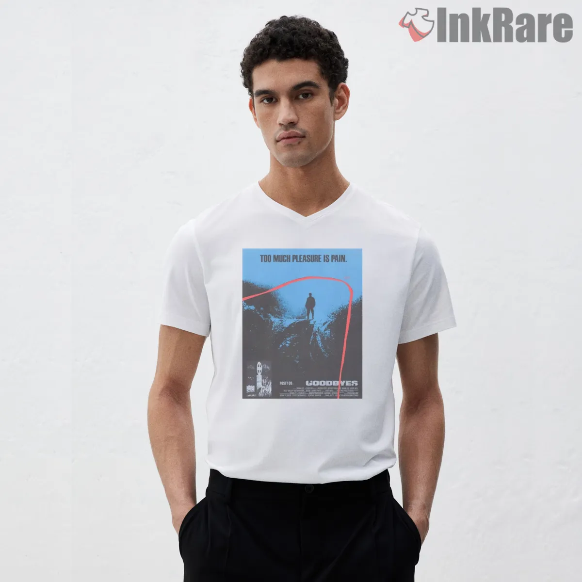 Post Malone Goodbyes Blue Pier Album Art V Neck White Post Malone Goodbyes Blue Pier Album Art Shirt on white v-neck shirt for men graphic tee