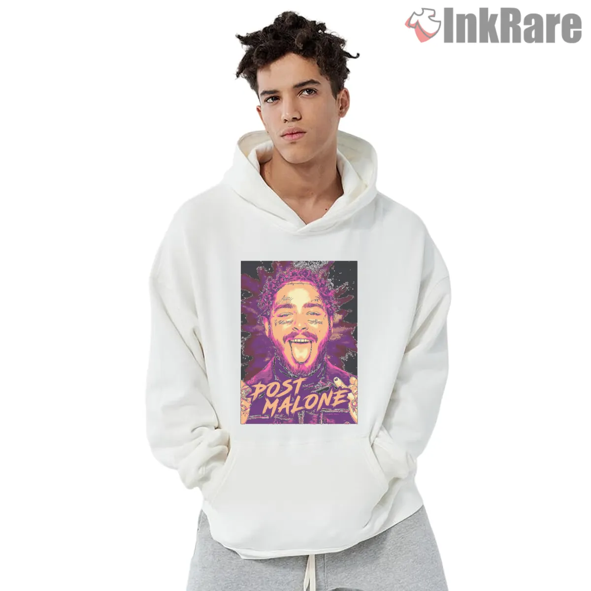Post Malone Graffiti Tongue Out Portrait Hoodie White Post Malone Graffiti Tongue Out Portrait Shirt on white hoodie for men graphic tee
