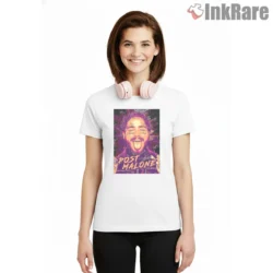 Post Malone Graffiti Tongue Out Portrait Shirt on white short sleeve shirt for women graphic tee