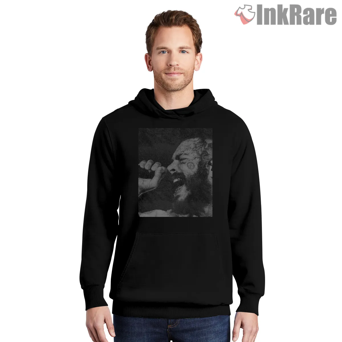 Post Malone Grainy Hiphop Microphone Hoodie Black Post Malone Grainy Hiphop Microphone Shirt on black hoodie for men graphic tee