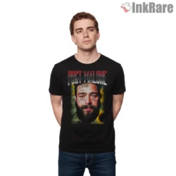 Post Malone Gritty Closeup Street Portrait Shirt on black short sleeve shirt for men graphic tee