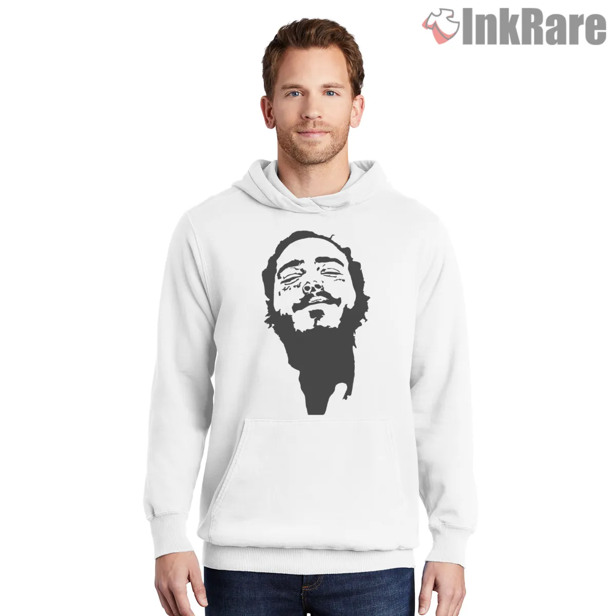 Post Malone High Contrast Silhouette Face Hoodie White Post Malone High Contrast Silhouette Face Shirt on white hoodie for men graphic tee