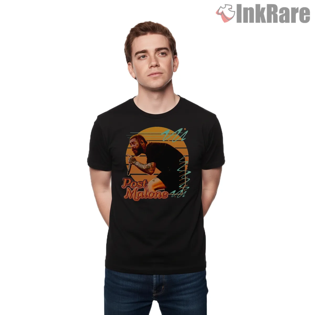 Post Malone Hip Hop Sunset Circle Graphic Short Sleeve Black Post Malone Hip Hop Sunset Circle Graphic Shirt on black short sleeve shirt for men graphic tee