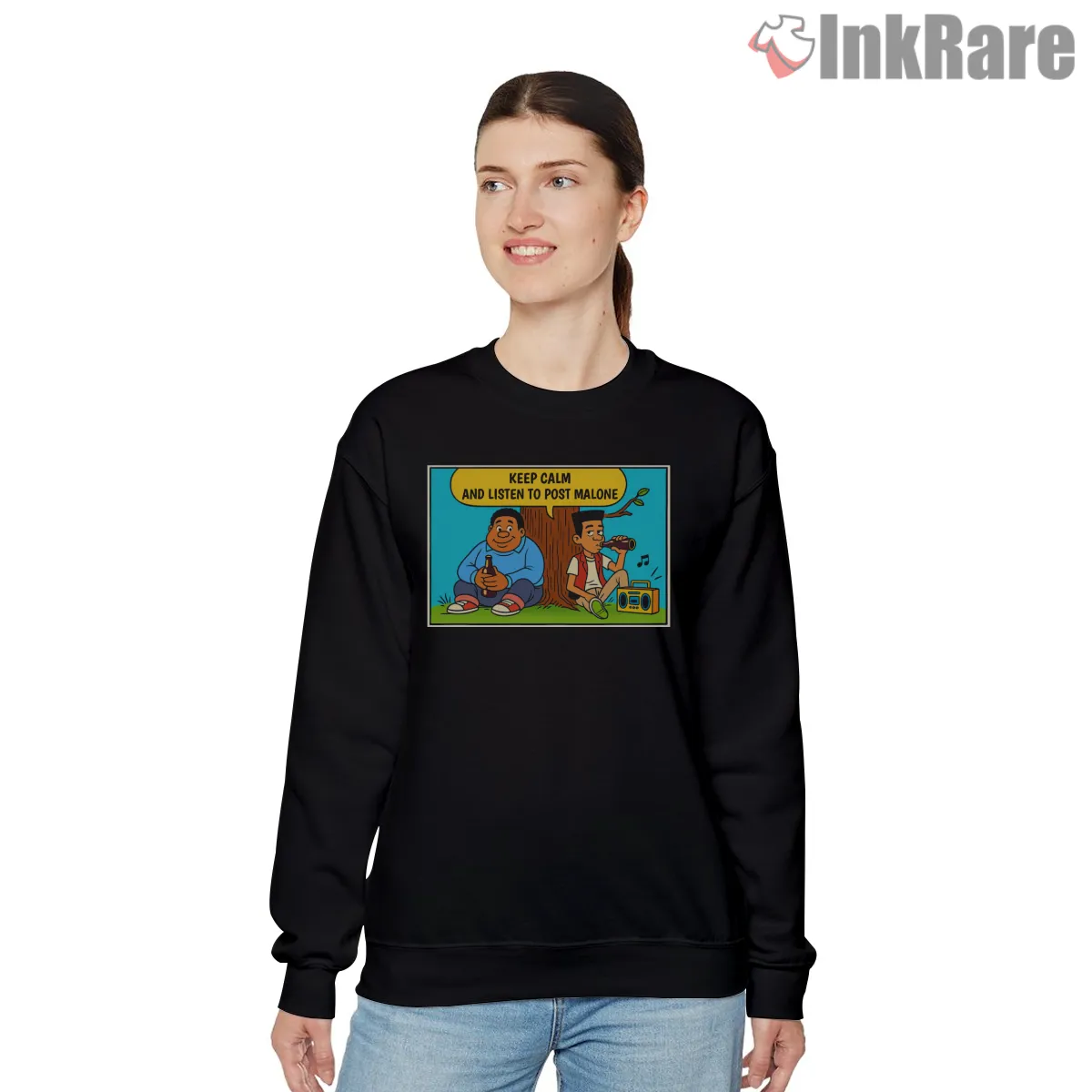 Post Malone Keep Calm Cartoon Listening Shirt Post Malone Keep Calm Cartoon Listening Shirt on graphic shirt for women graphic tee