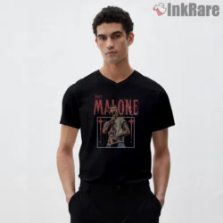 Post Malone Live Mic Crowd Energy Shirt on black v-neck shirt for men graphic tee