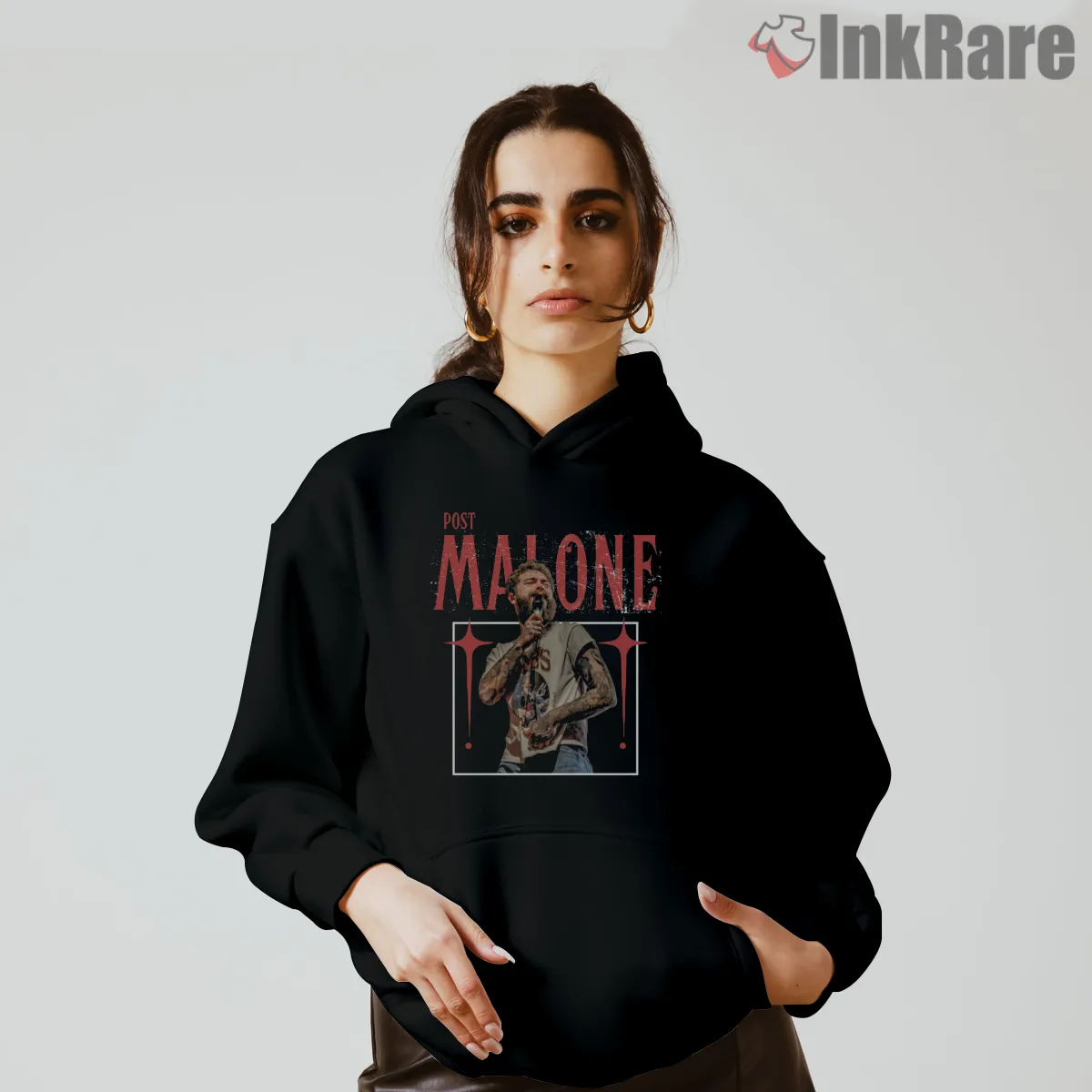 Post Malone Live Mic Crowd Energy Hoodie Black Post Malone Live Mic Crowd Energy Shirt on black hoodie for women graphic tee