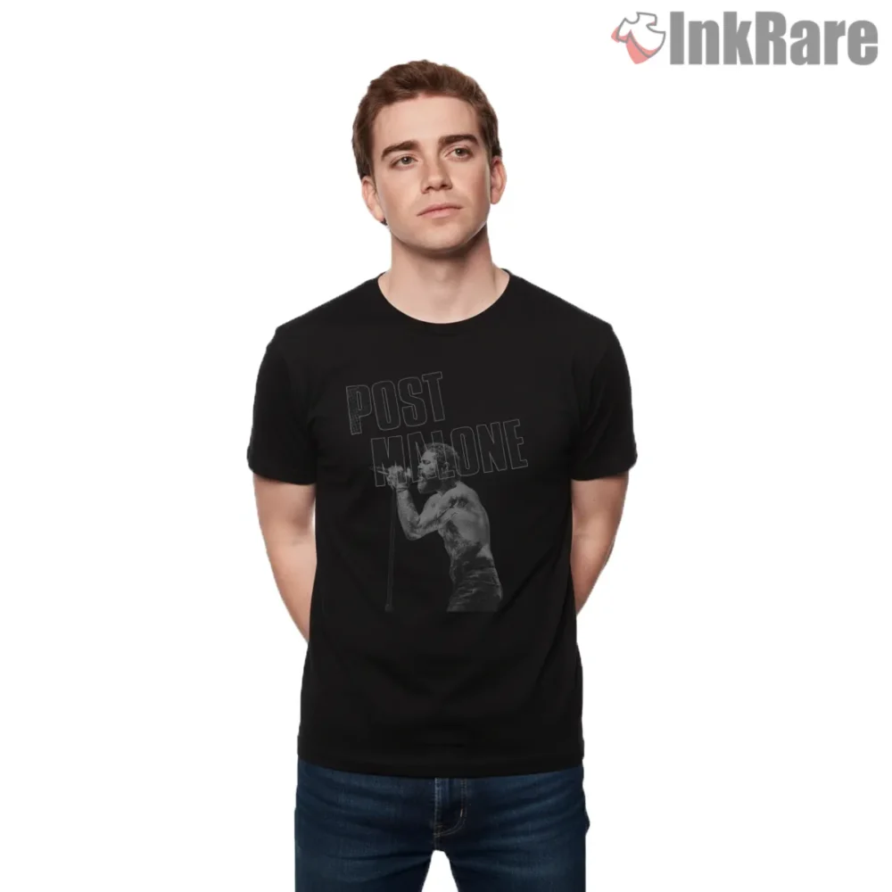 Post Malone Live Stage Silhouette Concert Shirt on black short sleeve shirt for men graphic tee