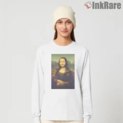 Post Malone Mona Lisa Parody Shirt white long sleeve front view