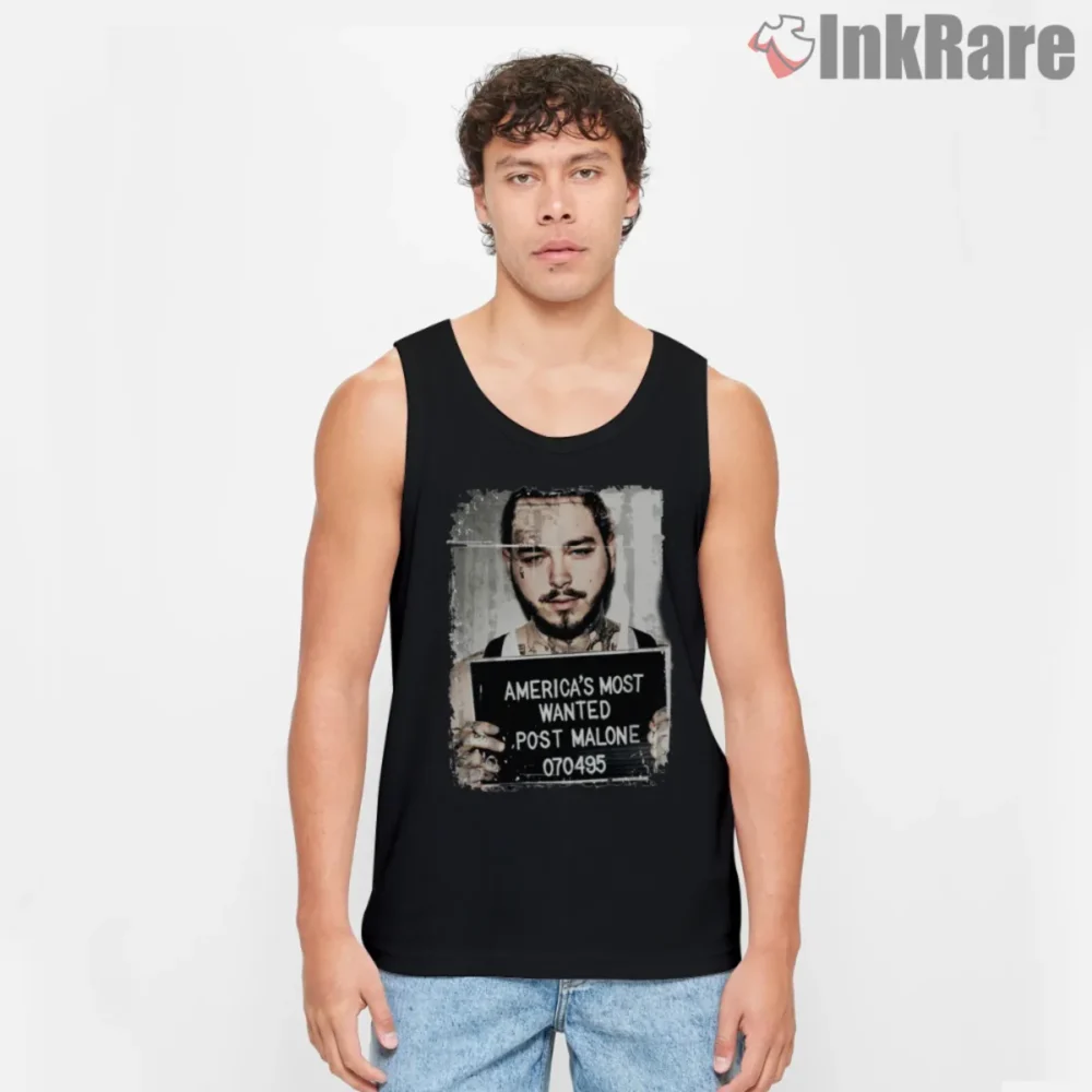 Post Malone Most Wanted Mugshot Shirt black tank top front