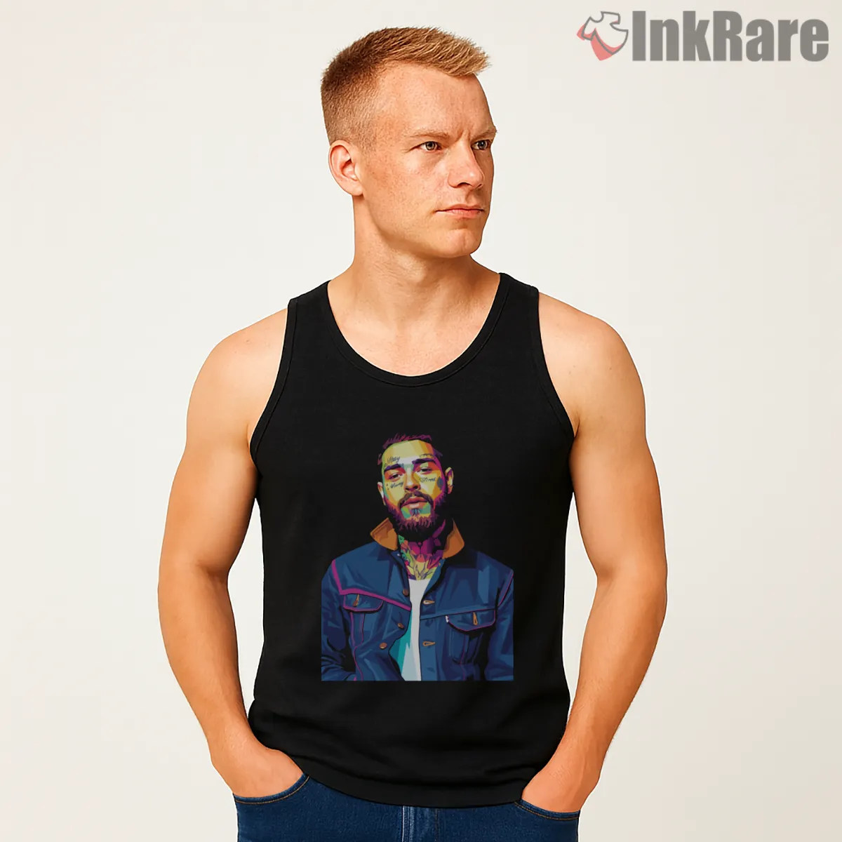Post Malone Neon Jacket City Nights Shirt on black tank top for men graphic tee