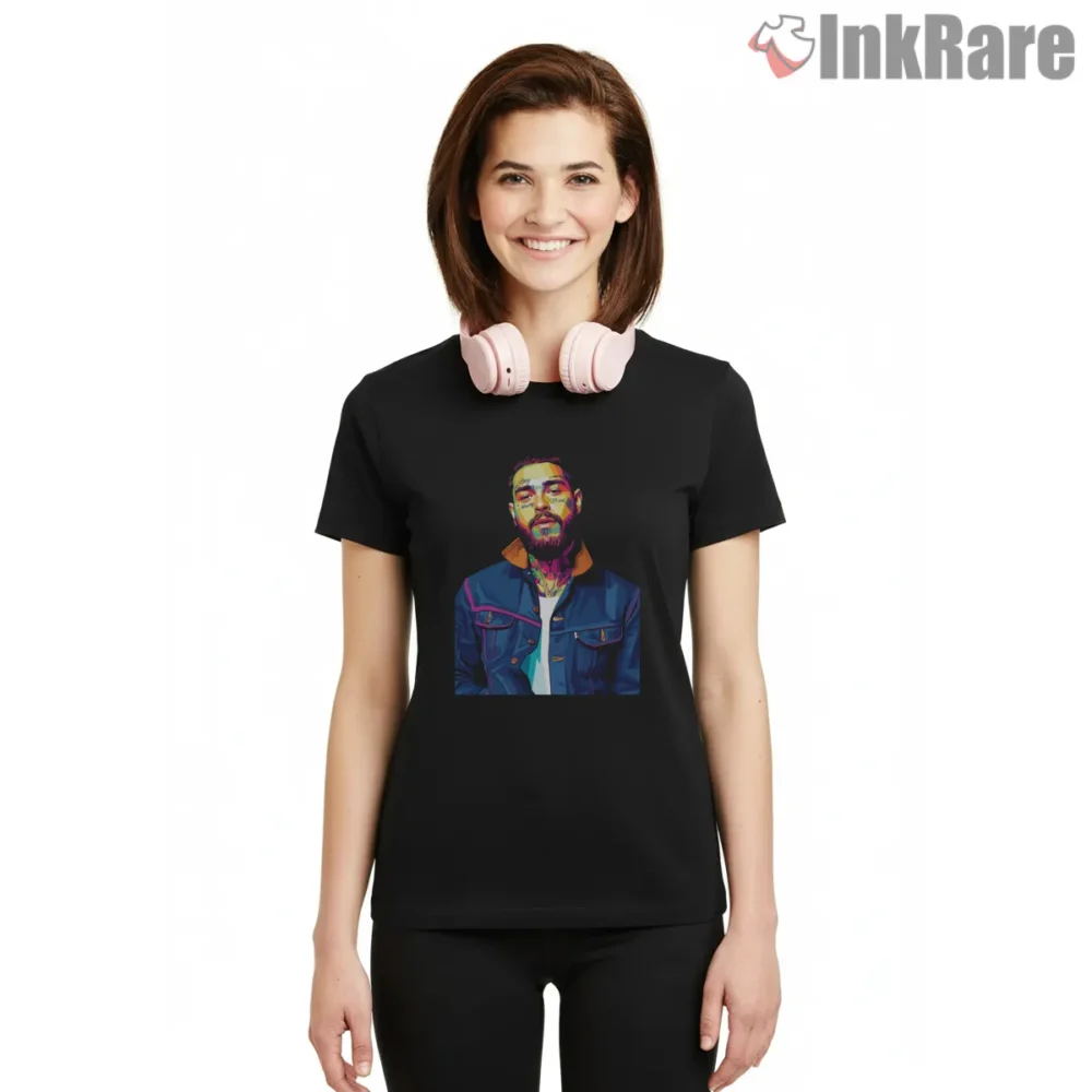 Post Malone Neon Jacket City Nights Shirt on black short sleeve shirt for women graphic tee