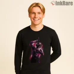 Post Malone Pink Smoke Concert Silhouette Shirt on black long sleeve shirt for men graphic tee