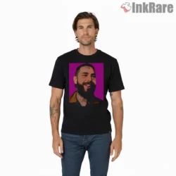 Post Malone Pop Art Pink Background Shirt on black short sleeve shirt for men graphic tee