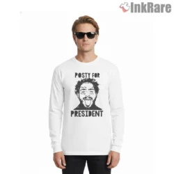 Post Malone Posty For President Funny Campaign Shirt on white long sleeve shirt for men graphic tee