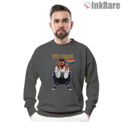 Charcoal sweatshirt that carries an LGBTQ affirming vibe