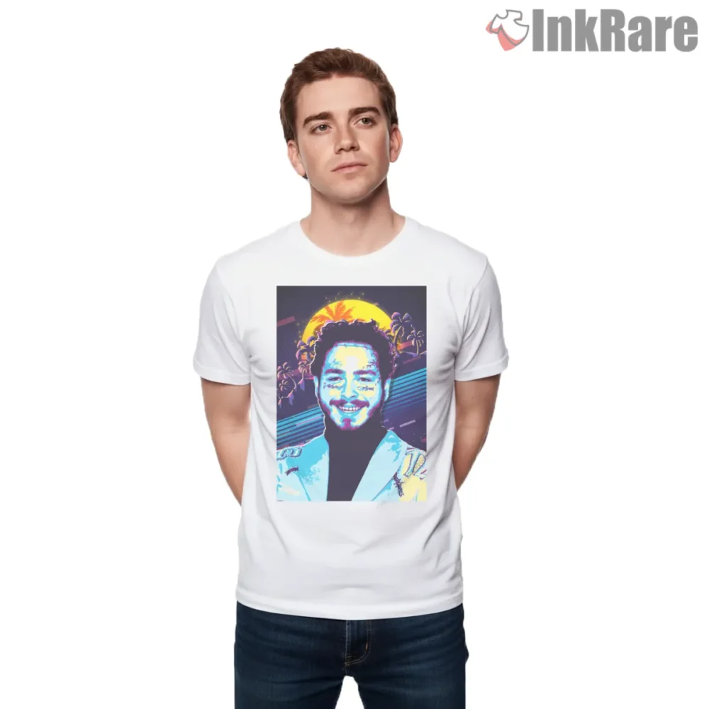 Post Malone Psychedelic Smile Poster Shirt on white short sleeve shirt for men graphic tee