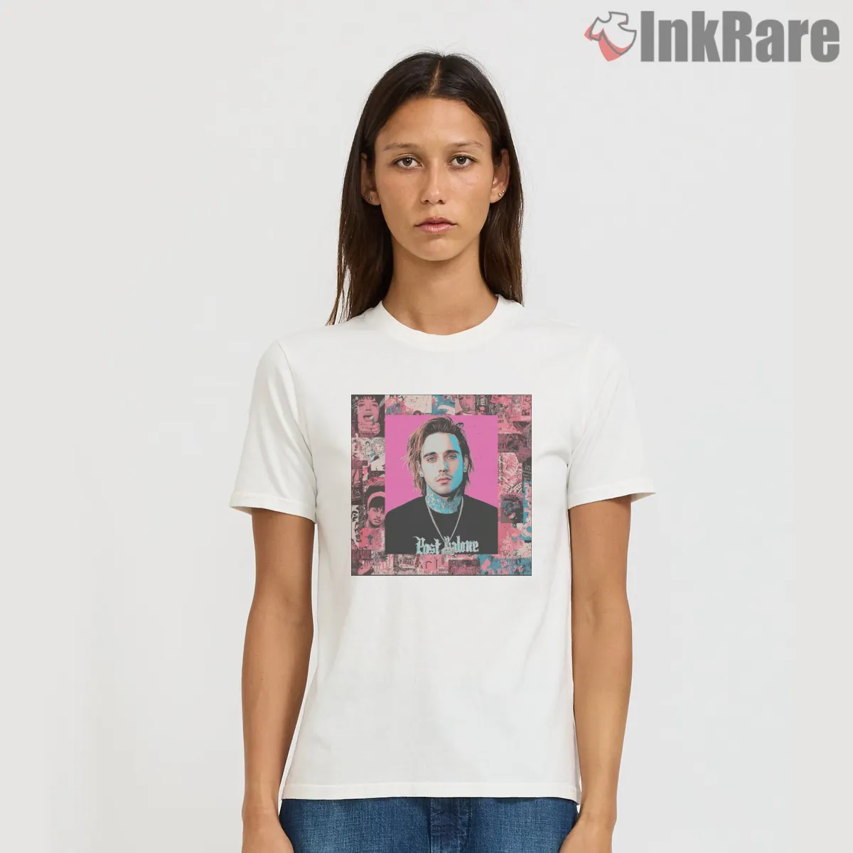 Post Malone Punk Rock Zine Collage Short Sleeve White Post Malone Punk Rock Zine Collage Shirt on white short sleeve shirt for women graphic tee