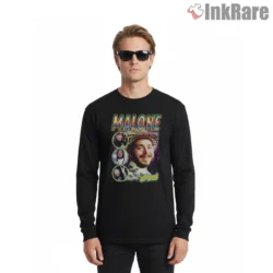 Post Malone Rainbow Psychedelic Bootleg Shirt on black long sleeve shirt for men graphic tee