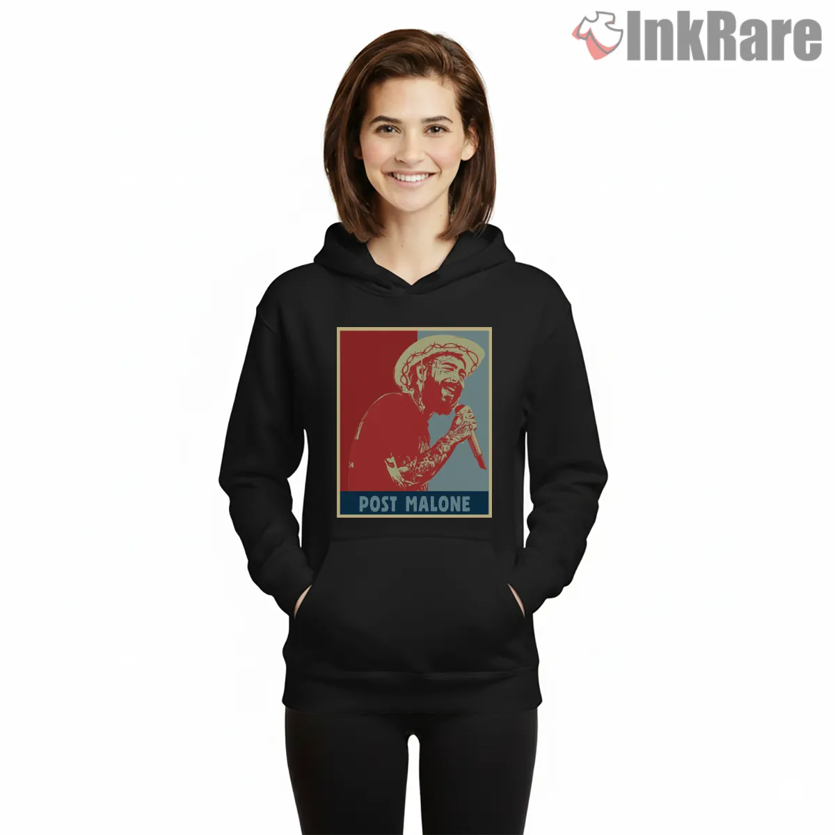 Post Malone Retro Colorful Poster Portrait Hoodie Black Post Malone Retro Colorful Poster Portrait Shirt on black hoodie for women graphic tee