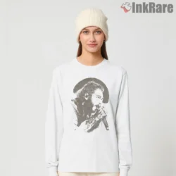Post Malone Retro Ink Brush Live Mic Shirt on white long sleeve shirt for women graphic tee