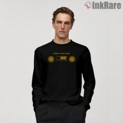 Post Malone Retro Sixties Cassette Logo Graphic Shirt on black long sleeve shirt for men graphic tee
