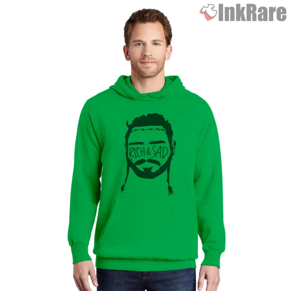 Irish green hoodie with soft feel and bold print