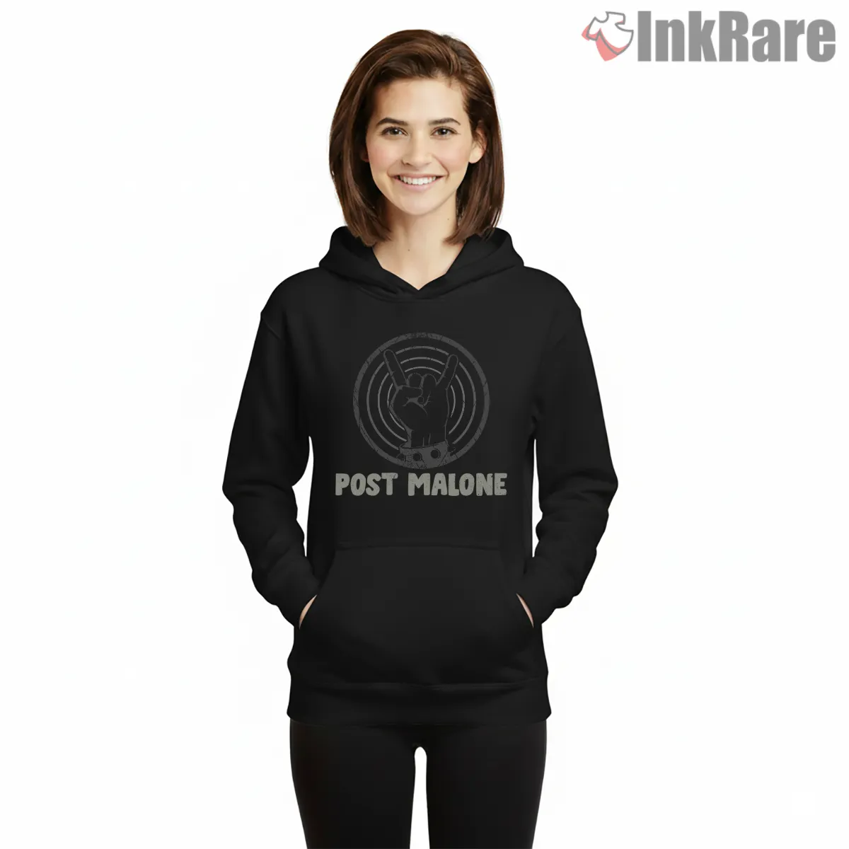 Post Malone Rock Hand Circle Logo Vintage Hoodie Black Post Malone Rock Hand Circle Logo Vintage Shirt on black hoodie for women graphic tee