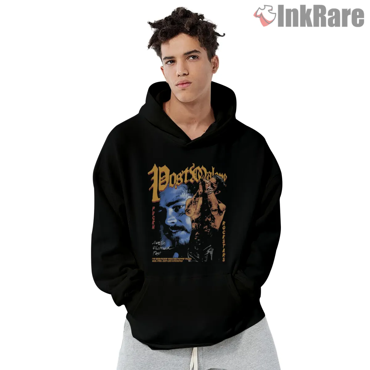Post Malone Rockstars Stage Energy Shirt on black hoodie for men graphic tee