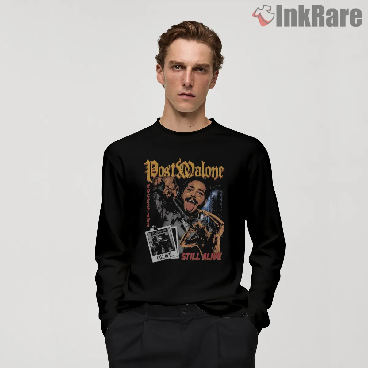 Post Malone Still Alive Tour Collage Long Sleeve Black Post Malone Still Alive Tour Collage Shirt on black long sleeve shirt for men graphic tee