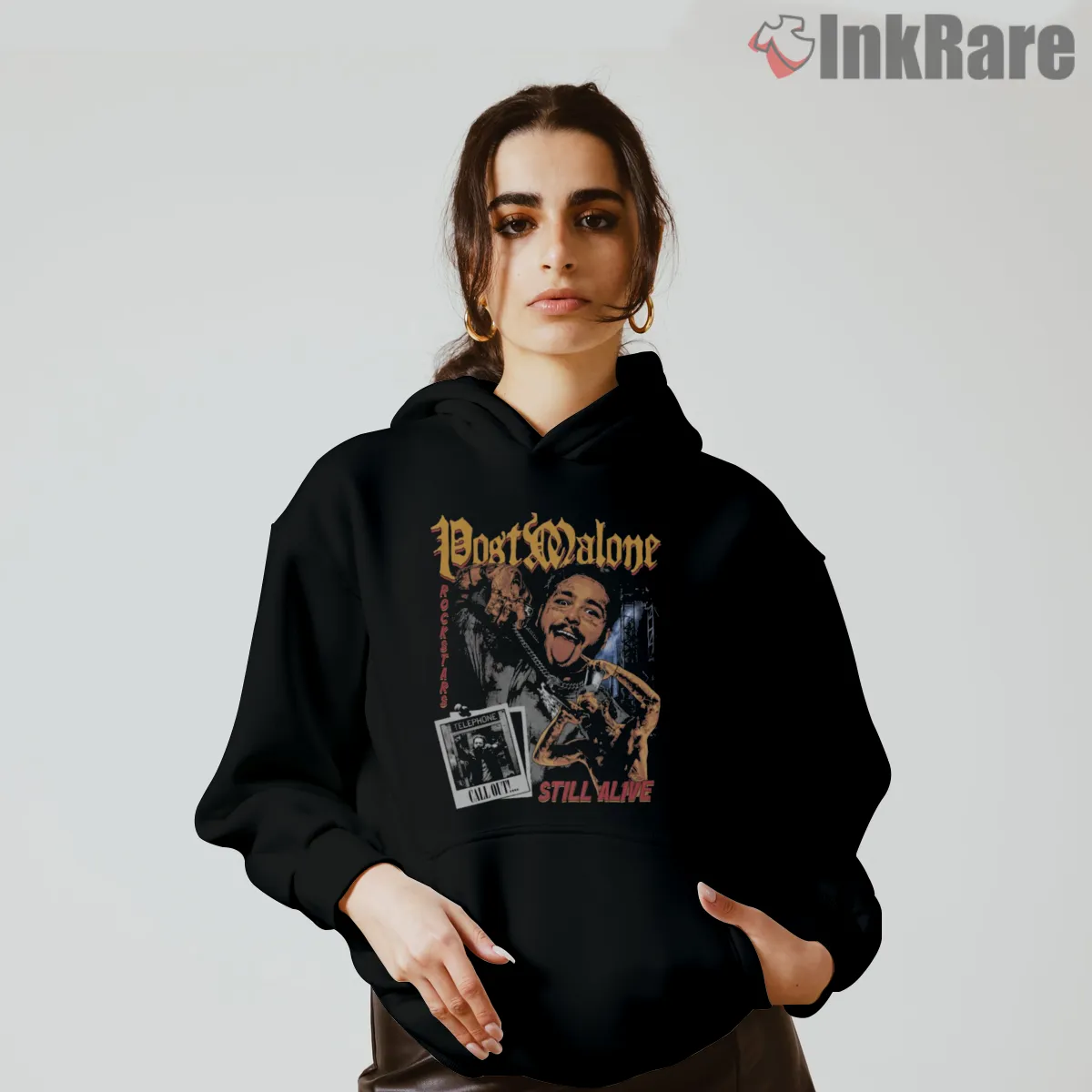Post Malone Still Alive Tour Collage Hoodie Black Post Malone Still Alive Tour Collage Shirt on black hoodie for women graphic tee