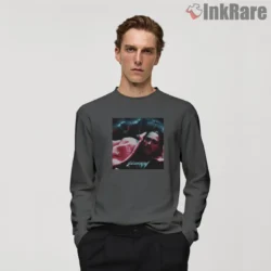 Charcoal long sleeve with relaxed fit and crisp print