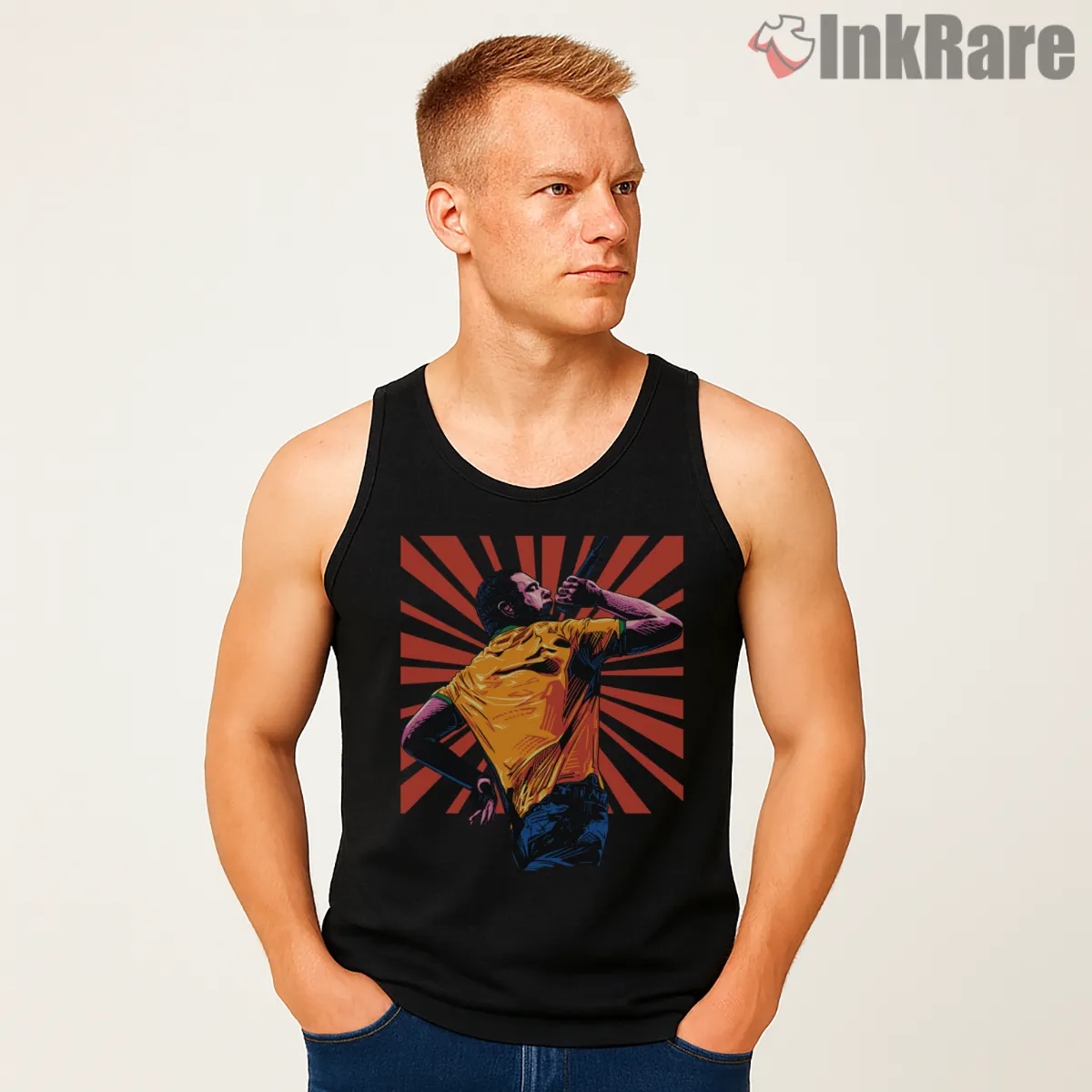 Post Malone Sunburst Mic Drop Art Tank Top Black Post Malone Sunburst Mic Drop Art Shirt on black tank top for men graphic tee