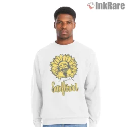 White sweatshirt with soft interior and neat print